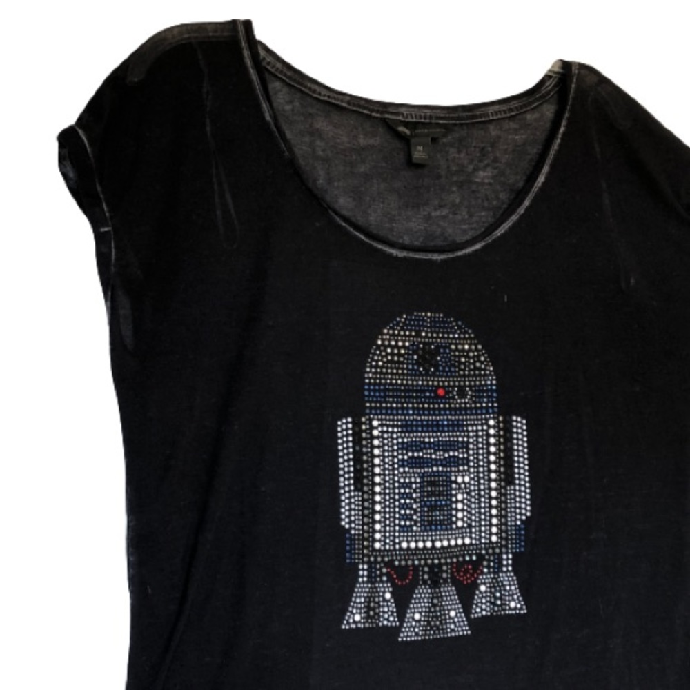 Rock & Republic R2D2 Star Wars Black Sheer Tee